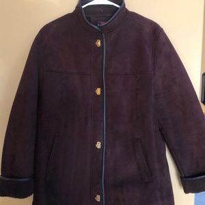 GALLERY Brown Faux Suede Coat Size Medium